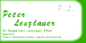 peter leszlauer business card